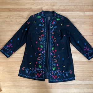 NWOT SILK LAND fully-lined embroidered silk jacket.